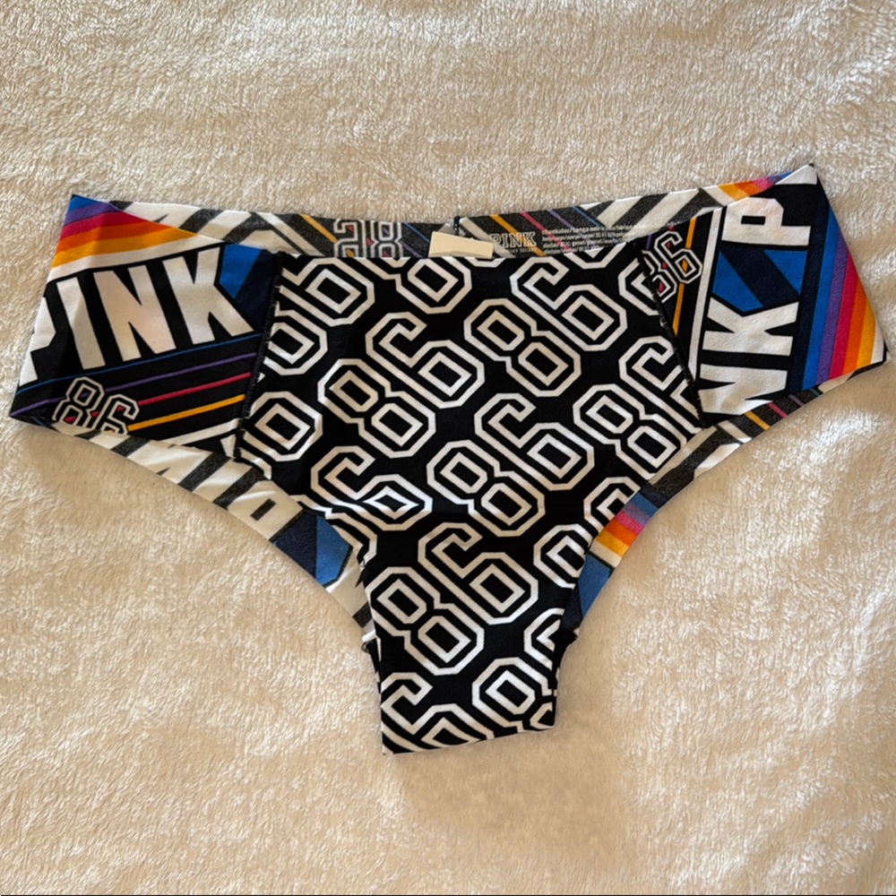PINK Victoria's Secret Black and White Geometric Cheekster Underwear BNWT